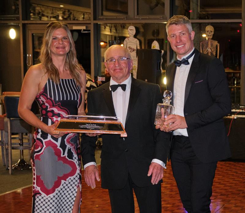 Merlin Rocket End Of Season Dinner: Rachael Gray winner of the Silver Pole pictured with John Freeman and Stuart Bithell photo copyright Patrick Blake taken at Parkstone Yacht Club and featuring the Merlin Rocket class