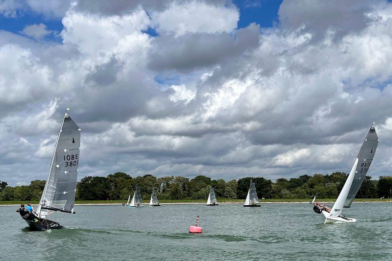 Matt Biggs and Beka Jones leading from Colin and Sean Anderson - Merlin Rocket HD Sails Midland Circuit at Shustoke - photo © Simon Dipple