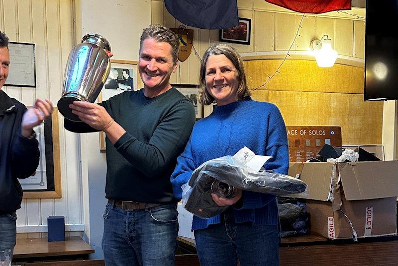 Andy Harris and Sara Warren sailing 607 Cresendo win the Merlin Rocket Downriver race at Ranelagh photo copyright Louise Johnson taken at Ranelagh Sailing Club and featuring the Merlin Rocket class