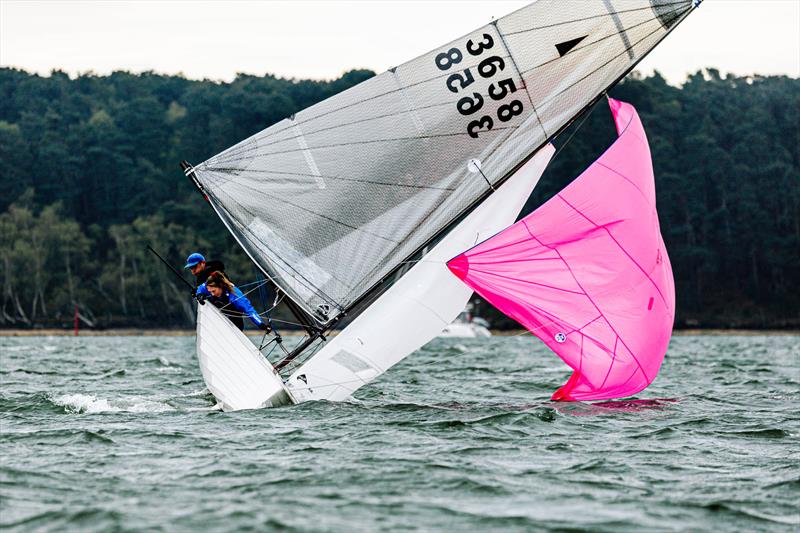 Matt Shorrock and Maddie Jones about to take a dip (or did they save it) during the Craftinsure Silver Tiller at Parkstone Yacht Club photo copyright Phil Jackson / Digital Sailing taken at Parkstone Yacht Club and featuring the Merlin Rocket class