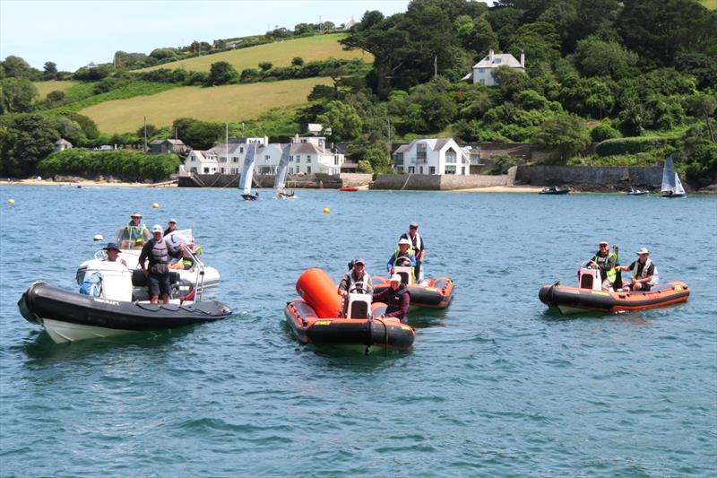 Helly Hansen Merlin Rocket Salcombe Week - race team RIBs photo copyright Malcolm Mackley taken at Salcombe Yacht Club and featuring the Merlin Rocket class