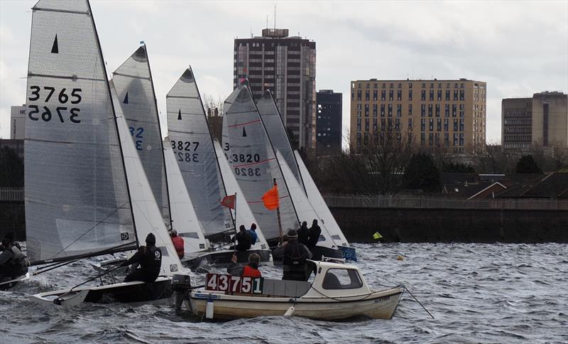 A clean start to Race 1 of the Merlin open at Midland Sailing Club - photo © Julian Harms