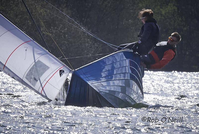 Tom Londsale and Caroline Gould finish third in the Allen South East Merlin Rocket event at Broadwater Sailing Club photo copyright Rob O'Neill taken at Broadwater Sailing Club and featuring the Merlin Rocket class