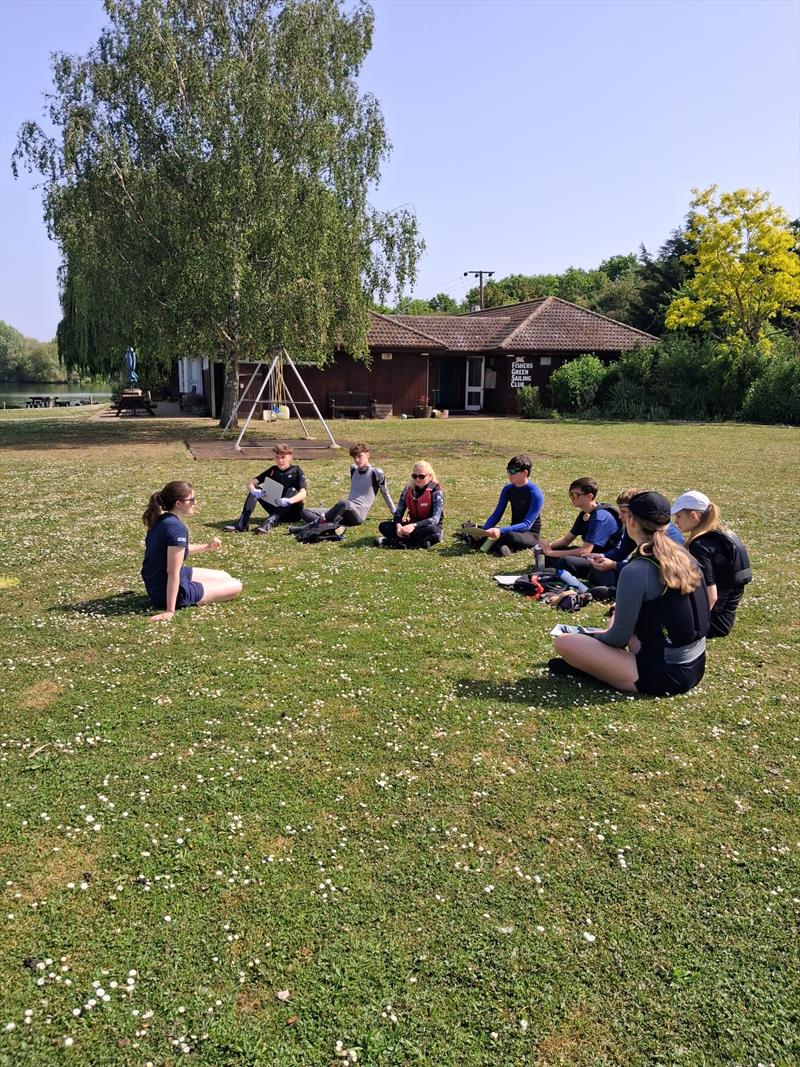 Merlin Rocket Youth Nationals briefing on the lawn photo copyright Paul Dean taken at Fishers Green Sailing Club and featuring the Merlin Rocket class