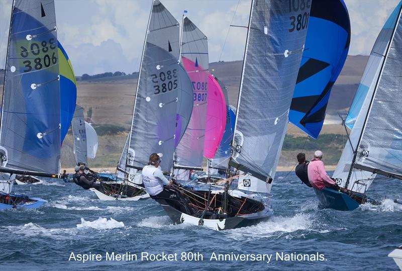 Sam and Leanne Thompson 3801 in the pack on the reach, first race on day 5 of the Aspire Merlin Rocket Nationals at the WPNSA - photo © Rob O'Neill