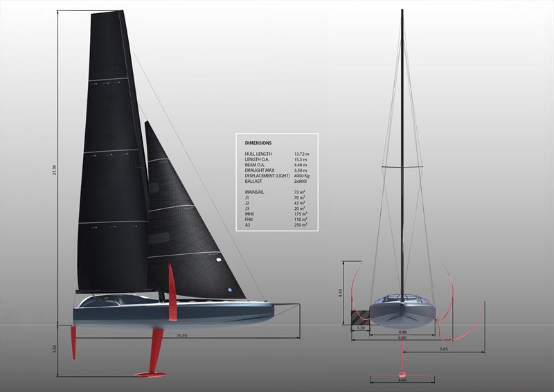 Dimensions of the METIS 45 full-foiling yacht designed for offshore double-handed and crewed racing photo copyright Sangiorgio Marine taken at  and featuring the METIS 45 class