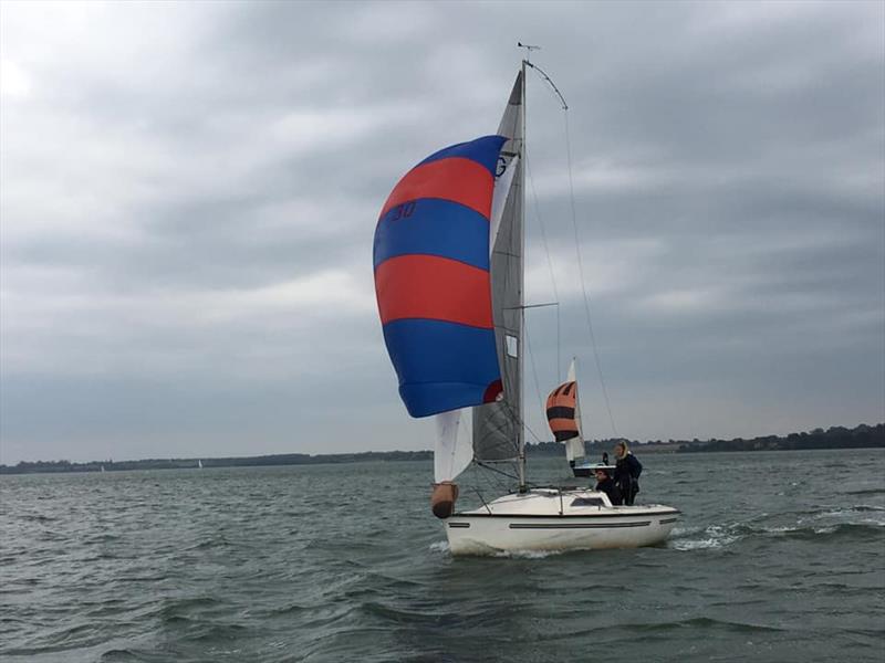 Virus and Well Done leading the fleet downwind at the Micro Worlds photo copyright Will Langton taken at Stour Sailing Club and featuring the Micro Tonner class