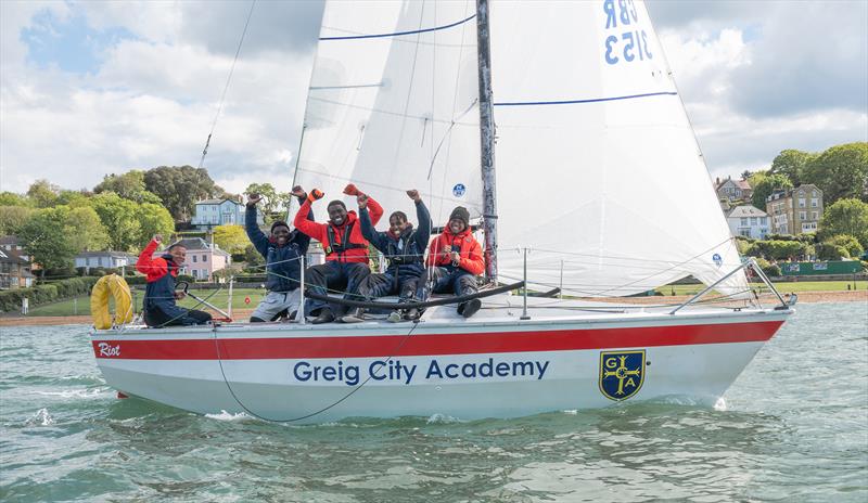 Smiles all round for Greig City Academy Students in London photo copyright PKC Media taken at  and featuring the Mini Tonner class
