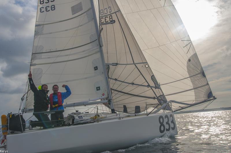 Damien Cloarec & Yannick Le Clech win the Production fleet in the Mini Fastnet photo copyright Gildas Hémon taken at Winches Club Douarnenez and featuring the Mini Transat class