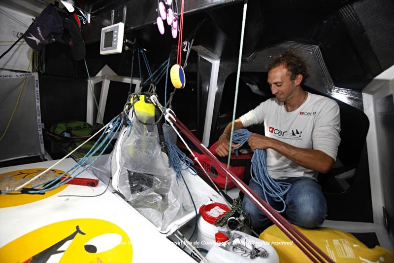 Comfort below decks (?) during the Mini Transat Îles de Guadeloupe - photo © Jacques Vapillon / Mini Transat Îles de Guadeloupe