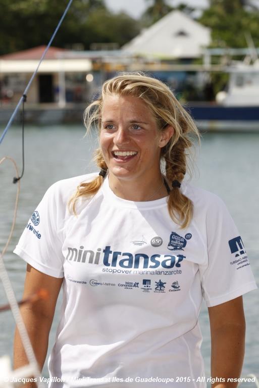 British sailor Nikki Curwen finishes the Mini Transat Îles de Guadeloupe photo copyright Jacques Vapillon / Mini Transat Îles de Guadeloupe taken at  and featuring the Mini Transat class