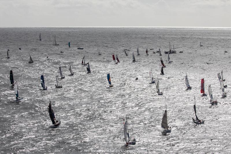 Mini Transat EuroChef 2021 Leg 1 sets off from Les Sables d'Olonne photo copyright Vincent Olivaud taken at  and featuring the Mini Transat class