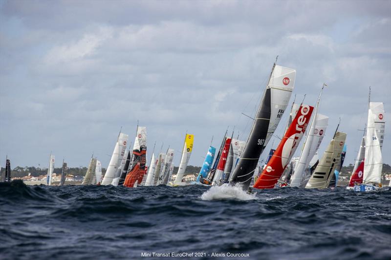 Mini Transat EuroChef 2021 Leg 1 sets off from Les Sables d'Olonne photo copyright Alexis Courcoux taken at  and featuring the Mini Transat class