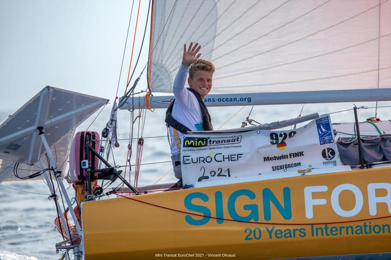 Melwin Fink (920 - SIGNFORCOM) first Production boat in Mini Transat EuroChef 2021 Leg 1 - photo © Vincent Olivaud