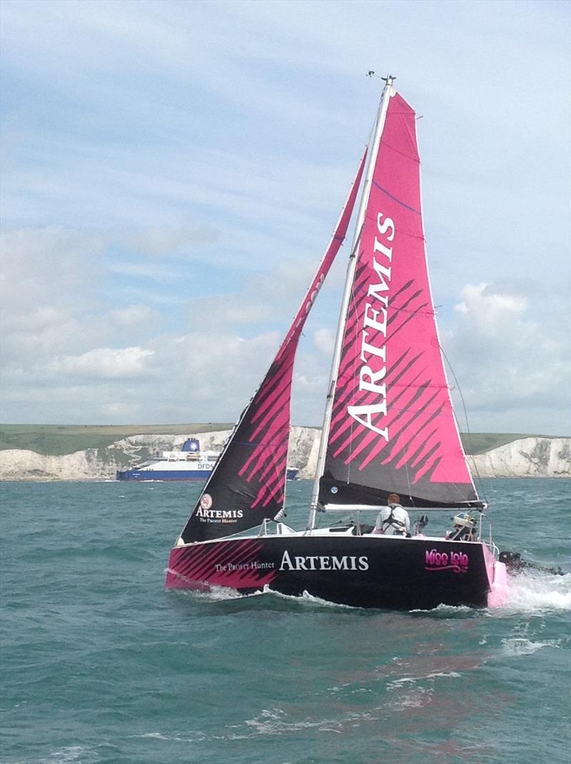 Natasha Lambert completes her Channel crossing in Dover photo copyright Geoff Holt taken at Royal Cinque Ports Yacht Club and featuring the Mini Transat class