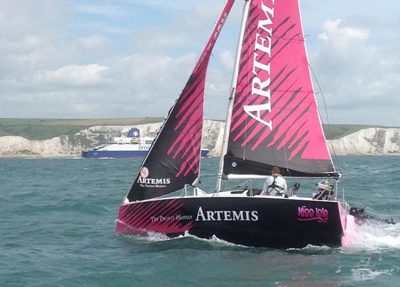 Natasha Lambert completes her Channel crossing in Dover photo copyright Geoff Holt taken at Royal Cinque Ports Yacht Club and featuring the Mini Transat class