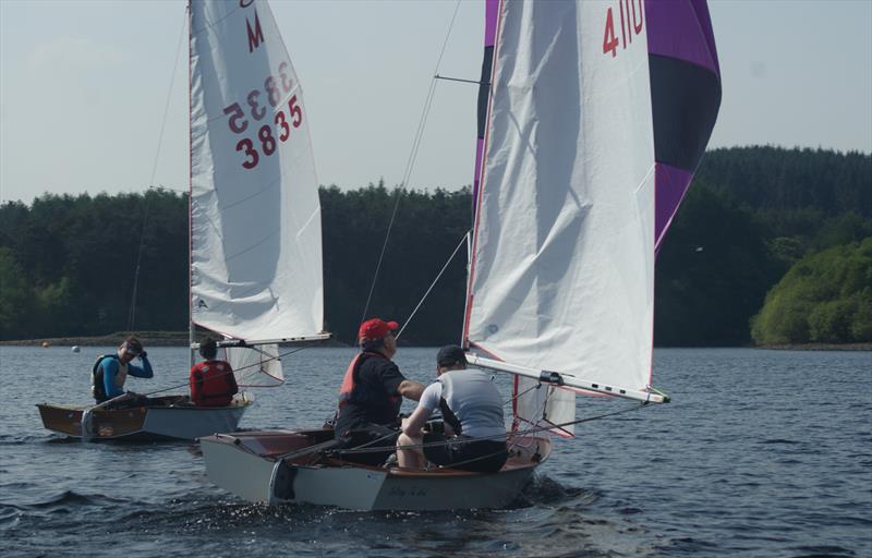 Jack Hopkins with Will Dyson (3835) in his first competitive event during the Miracle Northern Championship photo copyright Valerie Reddecliffe taken at Delph Sailing Club and featuring the Miracle class