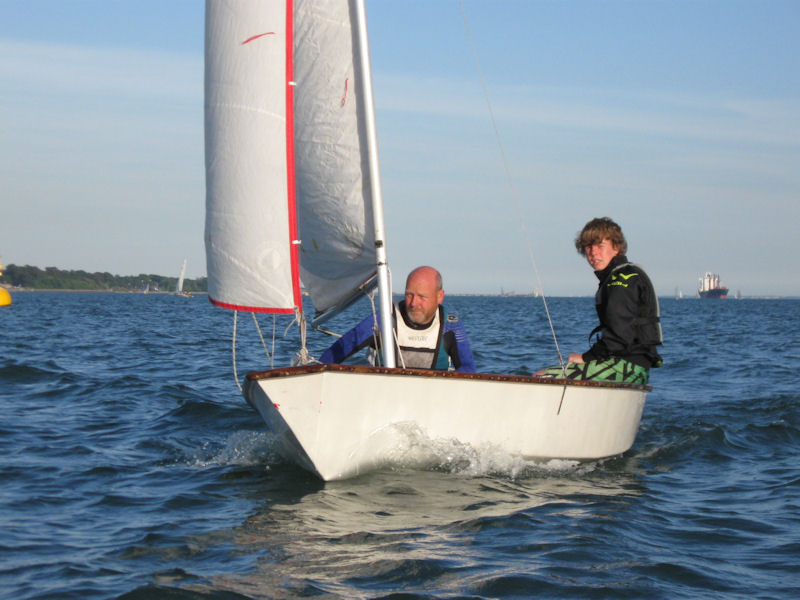 Alex Lowry during race 5 of the SWSA Evening Series photo copyright Chris Waddington taken at Southampton Water Sailing Association and featuring the Miracle class