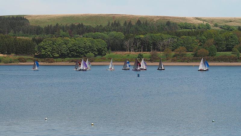 The first downwind leg on the Saturday during the Miracle Northerns at Delph - photo © Chris Jones