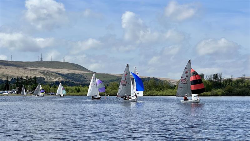 2023 Miracle Northerns at Delph - Sunday race 4: Louis & Ryan lead the best of the rest photo copyright Nigel Lingings taken at Delph Sailing Club and featuring the Miracle class