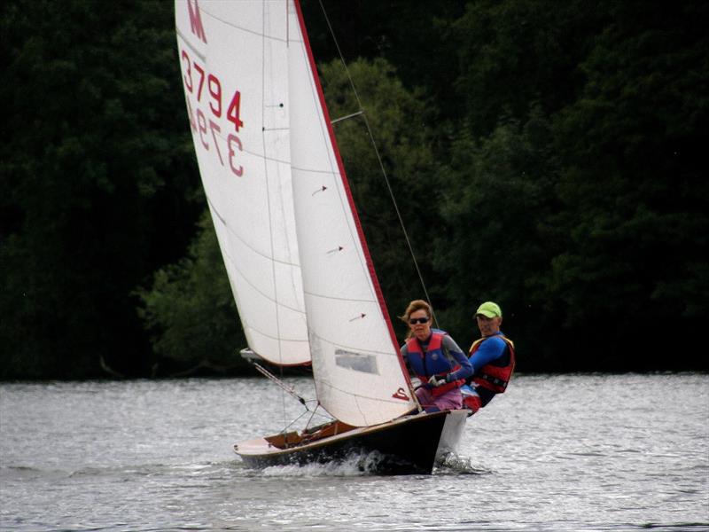 2nd double hander Simon and Julie Dolman during the 2023 Border Counties Midweek Sailing Series at Redesmere photo copyright John Nield taken at Redesmere Sailing Club and featuring the Miracle class