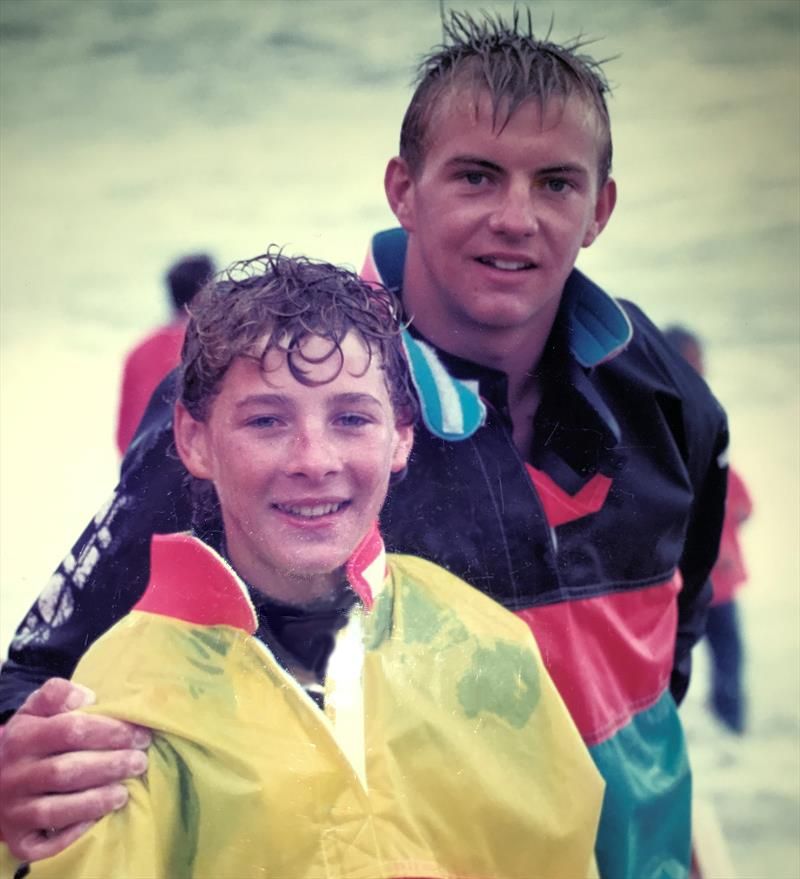 Ian Walker & Fergus Ross after winning the Mirror UK Nationals in 1987 photo copyright Walker Archive taken at Eastbourne Sovereign Sailing Club and featuring the Mirror class
