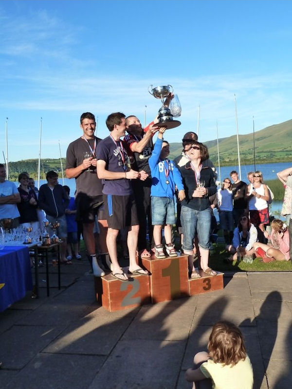 Bassweek Regatta Podium - pursuit winners John Telford with young son Jack (crew) in the centre photo copyright William Carruthers taken at Bassenthwaite Sailing Club and featuring the Mirror class