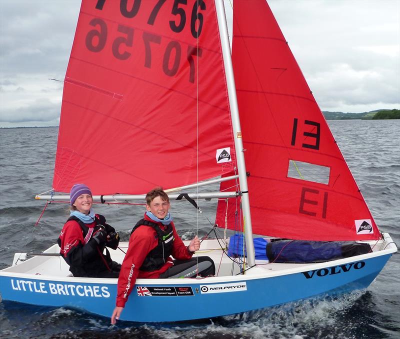 A jubilant Rachael Grayson and George Stainforth after their race win on day 5 of the Mirror World Championships on Lough Derg - photo © Dave Woodhead