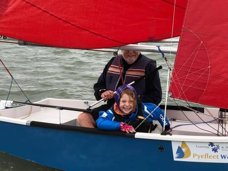 Stephen Heppell and granddaughter Josie enjoying their Mirror racing on Brightlingsea Boat Park & Ride Monday at Pyefleet Week 2019 photo copyright Fiona Brown taken at Brightlingsea Sailing Club and featuring the Mirror class