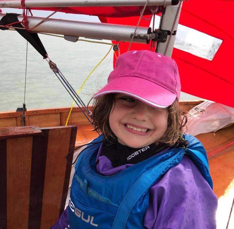 The huge grin on Florence Tavner's face sums up the joy of Pyefleet Week 2019 perfectly! photo copyright Fiona Brown taken at Brightlingsea Sailing Club and featuring the Mirror class