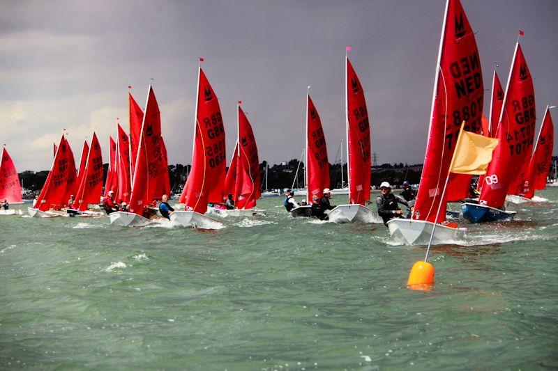 Race 6 start in the Rooster Mirror National Championships at Poole photo copyright Alan Phypers taken at Poole Yacht Club and featuring the Mirror class