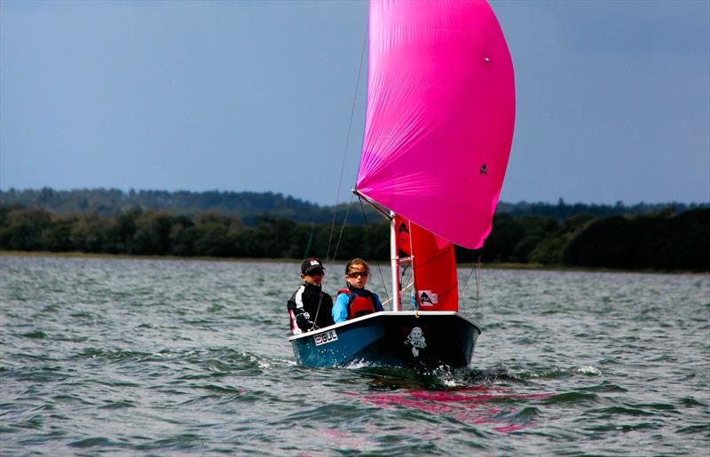 Youngest helm George Lenney with Florence Luxton in the Rooster Mirror National Championships at Poole photo copyright Alan Phypers taken at Poole Yacht Club and featuring the Mirror class