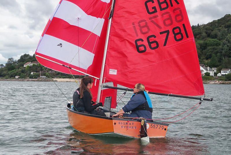 Sally and Rosie Mackay enjoying the Solway Sunset spinnaker - Kippford RNLI Regatta Day at Solway YC photo copyright John Sproat taken at Solway Yacht Club and featuring the Mirror class