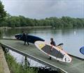 Freddie Sunderland & Stella Nygard paddleboarding at Olton Mere © Jane Sunderland