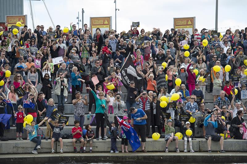 Emirates Team New Zealand welcome home event in Auckland - Team members wave to supporters lining the docks and The Viaduct from a flotilla photo copyright Chris Cameron / ETNZ taken at 