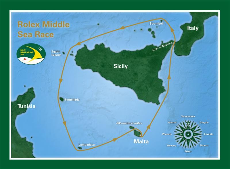 Rolex Middle Sea Race Course Map photo copyright Rolex / KPMS taken at Royal Malta Yacht Club