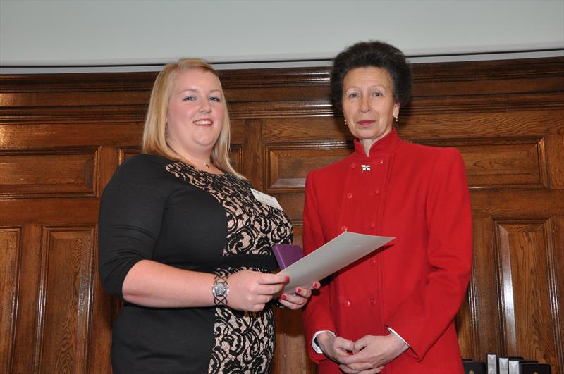 Kelly Mayhew was presented with an RYA Youth Community Award by HRH the Princess Royal photo copyright WYA taken at Neyland Yacht Club