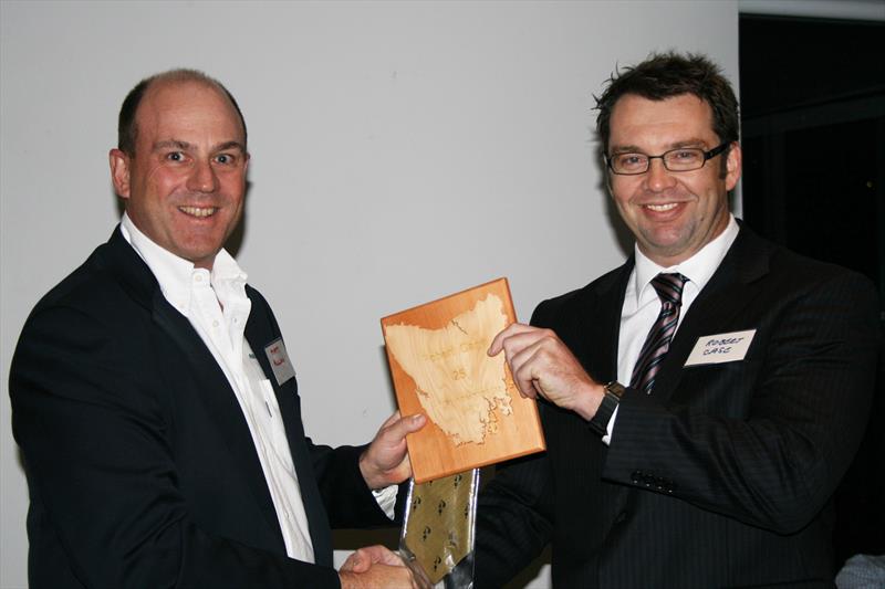 Robert Case receives his 25 Hobarts plaque from Matt Allen at the CYCA - photo © CYCA staff