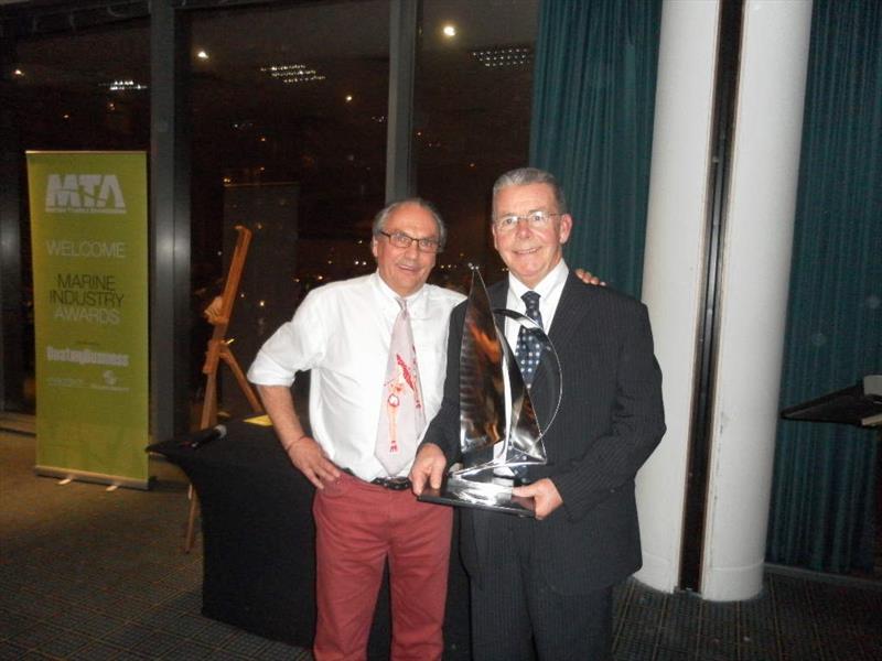 Peter Nash (l) presenting Alan Morgan (r) with the Boating Business Lifetime Achievement Award photo copyright MTA / Boating Busines taken at 