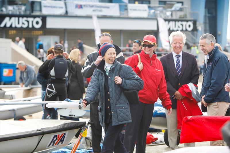 HRH The Princess Royal visits on day 4 of the RYA Youth National Championships photo copyright Paul Wyeth / RYA taken at Weymouth & Portland Sailing Academy