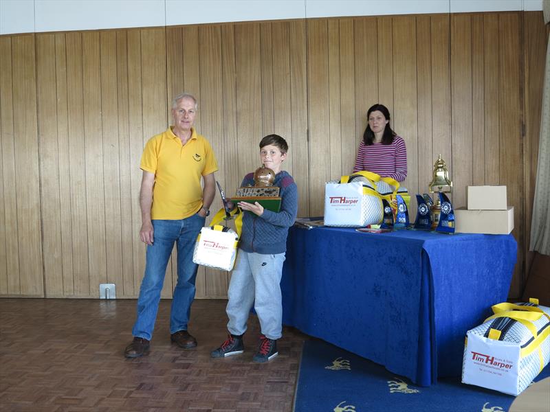 Drew Gibbons after being given the Bob Willets Trophy by Ian Donaldson (Commodore) at the Lloyd Hayes Trophy event photo copyright Ron Harper taken at West Lancashire Yacht Club