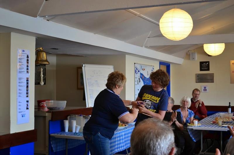 Hollowell accepting the Youth Fleet title at the Cransley Tiller and Spar event photo copyright Stewart Elder taken at Cransley Sailing Club