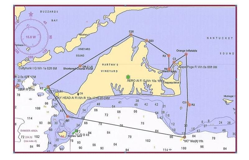 The Round-the-Island race course for Edgartown Race Weekend 2014 photo copyright EYC taken at Edgartown Yacht Club