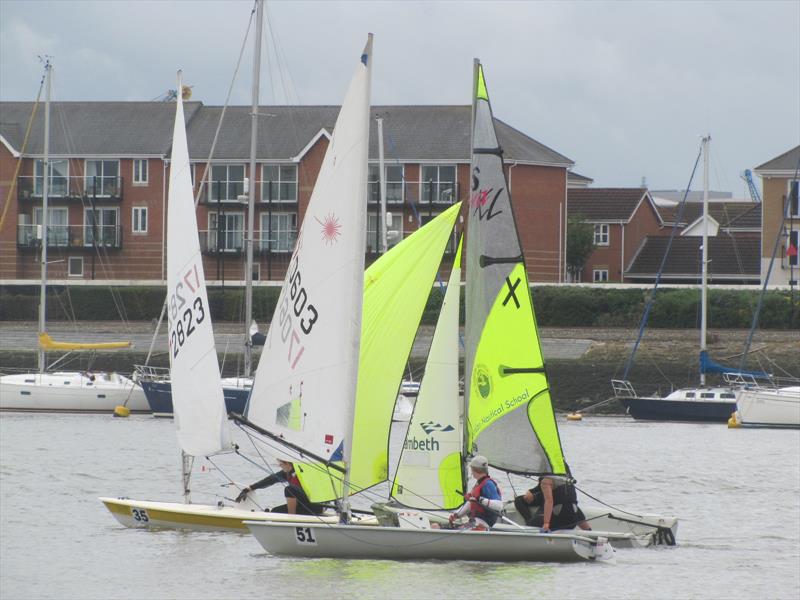 Junior fleet at the Medway Dinghy Regatta 2014 photo copyright Roy Winnet taken at Wilsonian Sailing Club