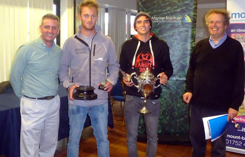 Marine Institute 150 Trophy' presented by the Deputy Vice Chancellor to Cardiff University's Matthew Wallis & Jack Muldoon at the University Fleet Racing Championships photo copyright Paul Wright taken at Mount Batten Centre for Watersports