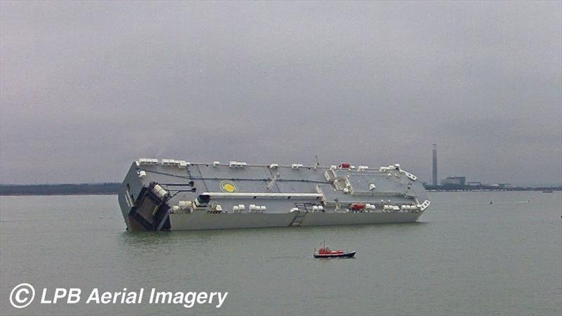 The Hoegh Osaka aground on the Brambles Bank in the Solent photo copyright LPB Aerial Imagery taken at 