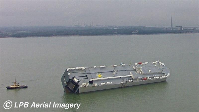 The Hoegh Osaka aground on the Brambles Bank in the Solent photo copyright LPB Aerial Imagery taken at 