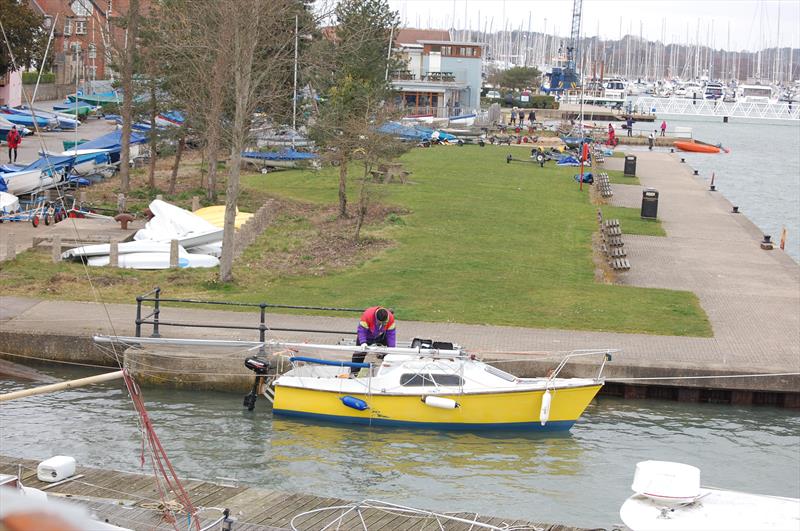 For many years, Hamble foreshore was something of an 'elephants graveyard' of unwanted dinghies. The prototype Mirror 14 would be left to rot here, along with many others. Then, the area was sanitized and turned in to a pleasant area by the riverside photo copyright Dougal Henshall taken at Hamble River Sailing Club