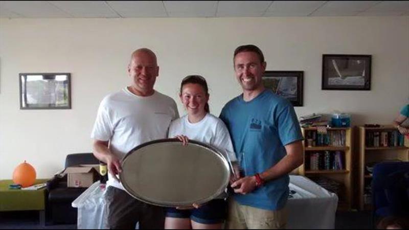 Jen & Gareth Williams receiving the John Barnes Memorial Plate at the Leigh & Lowton Regatta Weekend  photo copyright Cathy Partington taken at Leigh & Lowton Sailing Club