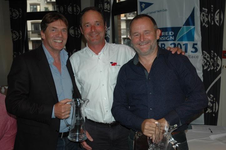 Simon Carter from Red Ensign with Stephen Hills and Ian Knight from Just Plain Krazy during the Red Ensign AZAB prize-giving photo copyright AZAB taken at Royal Southampton Yacht Club